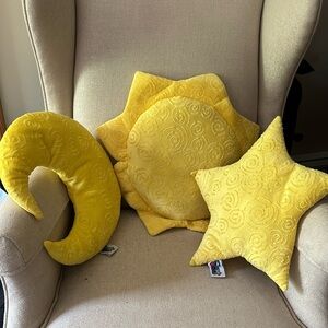 Son, moon, star throw pillows
